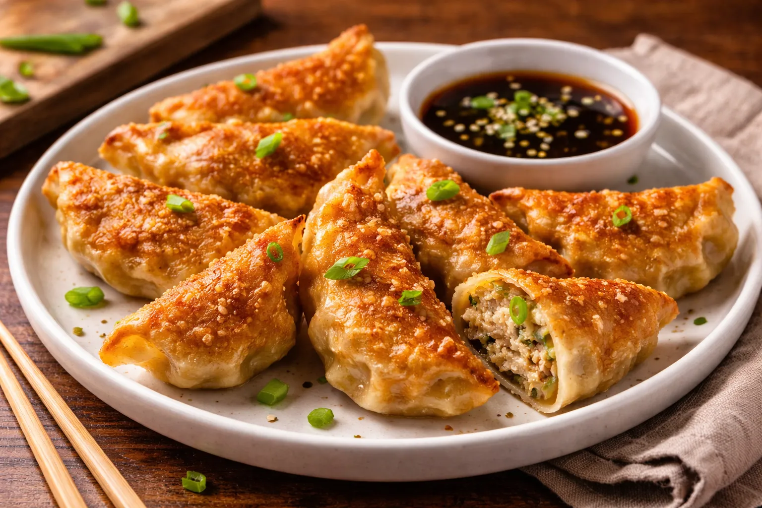 Best Deep-Fried Dumplings in Calgary NE — golden-brown with sweet soy sauce